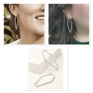 Stella & Dot Silver Pave Diamond Hoop Earrings